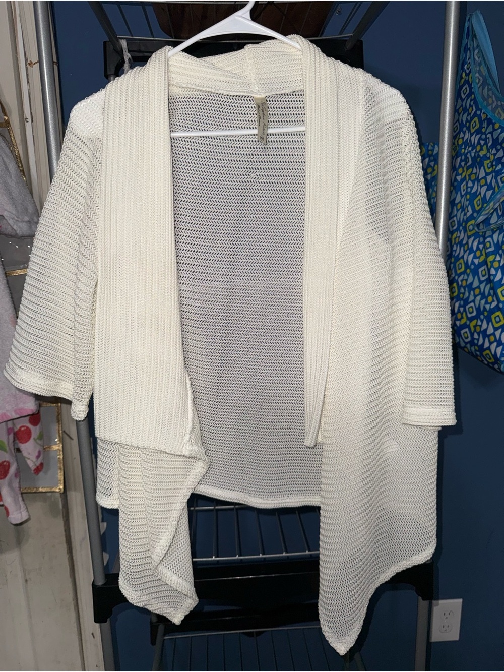 Perseption Ivory Open-Front Knit Cardigan